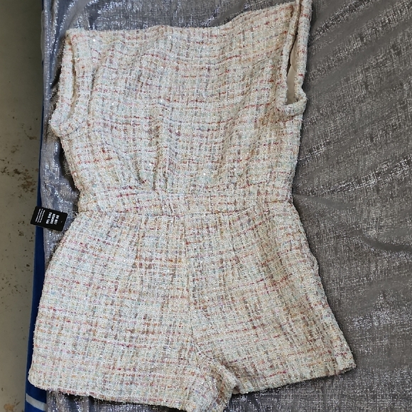 Express Multicolor Tweed Romper - Picture 3 of 3